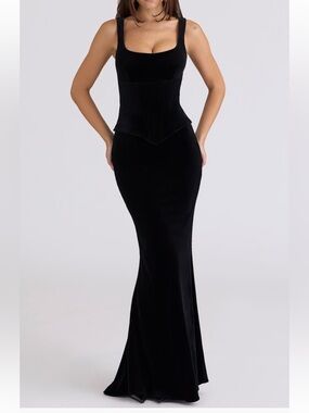 House of CB Yasmina Corset Black Velvet Gown